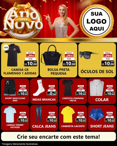 Modelo de Rede Social para Feed Instagram com o tema Super Ano Novo para Roupas e acessórios