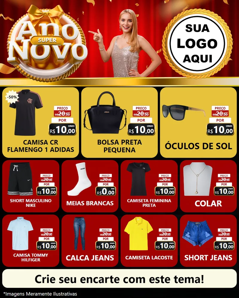 Modelo de Rede Social para Feed Instagram com o tema Super Ano Novo para Roupas e acessórios