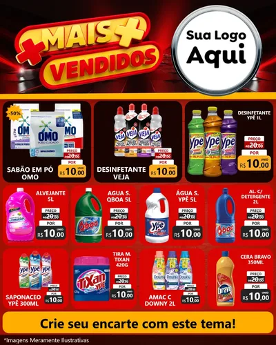 Modelo de Rede Social para Feed Instagram com o tema Mais Vendidos para Produtos de Limpeza
