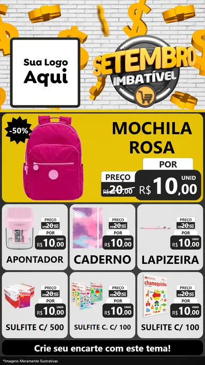 Modelo de Rede Social para Stories com o tema Setembro Imbatível para Papelaria