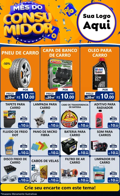 Modelo de Encarte para Encarte Grande com o tema Mês do Consumidor para Auto peças