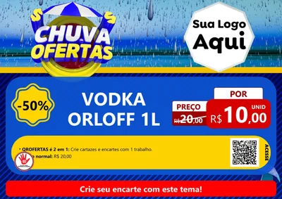 Modelo de Cartaz para Cartaz A4 Horizontal com o tema Chuva de Ofertas para Distribuidora de bebidas