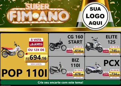 Modelo de Encarte para Encarte A4 Horizontal com o tema Super Fim de Ano para Concessionaria de Motos