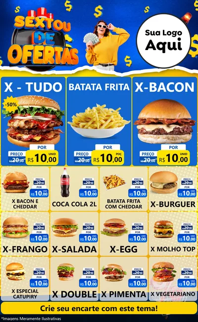 Modelo de Encarte para Encarte Grande com o tema Sextou de Ofertas para Hamburgueria