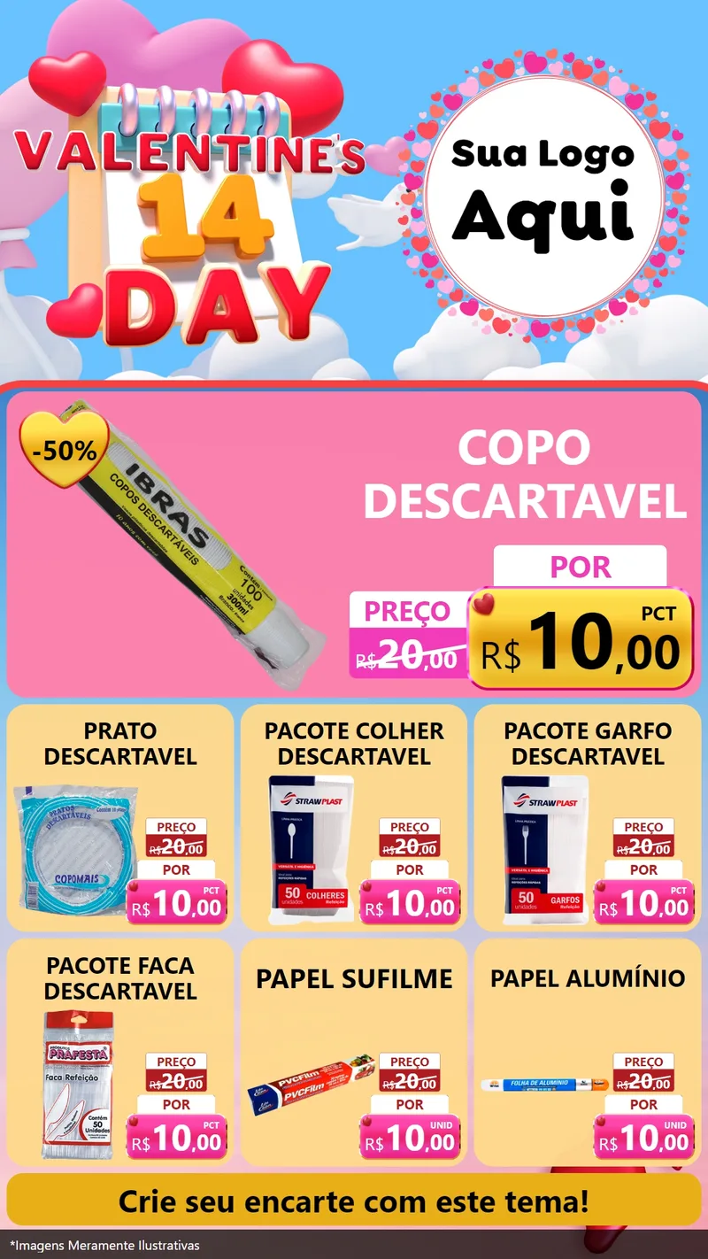 Modelo de Rede Social para Stories com o tema Valentine's Day para Embalagens