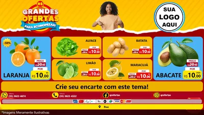Modelo de TV para TV Horizontal com o tema Grandes Ofertas Para Economizar! para Hortifrúti