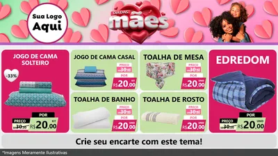 Modelo de TV para TV Horizontal com o tema Dia das Mães para Cama, Mesa e Banho