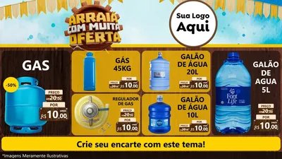Modelo de TV para TV Horizontal com o tema Ofertas de São João - Junina para Água e gás