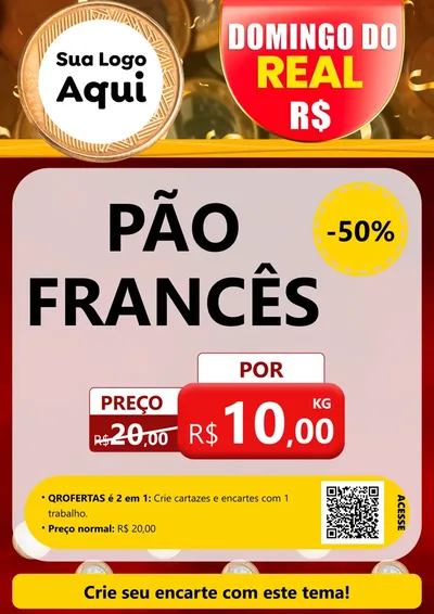 Modelo de Cartaz para Cartaz A4 Vertical com o tema Domingo do Real para Padaria