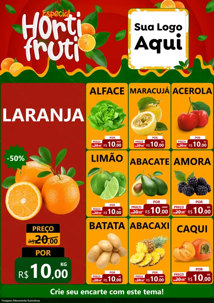 Modelo de Encarte para Encarte A4 Vertical com o tema Especial Hortifruti para Hortifrúti