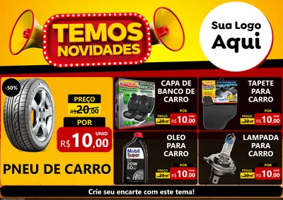 Modelo de Encarte para Encarte A4 Horizontal com o tema Temos Novidades para Auto peças