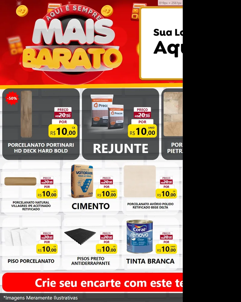 Modelo de Rede Social para Feed Instagram com o tema Mais Barato para Pisos e revestimentos
