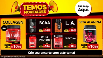 Modelo de TV para TV Horizontal com o tema Temos Novidades para Suplementos alimentares