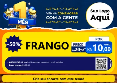 Modelo de Cartaz para Cartaz A4 Horizontal com o tema Um Mês de Aniversário para Assados