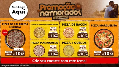 Modelo de TV para TV Horizontal com o tema Promoção Namorados para Pizzaria