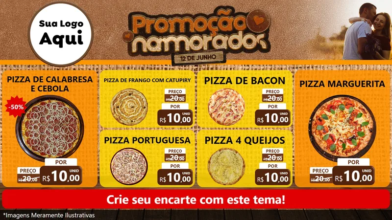 Modelo de TV para TV Horizontal com o tema Promoção Namorados para Pizzaria
