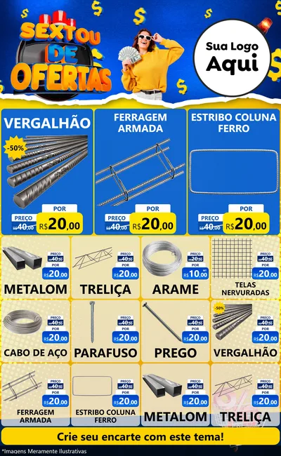 Modelo de Encarte para Encarte Grande com o tema Sextou de Ofertas para Ferragens