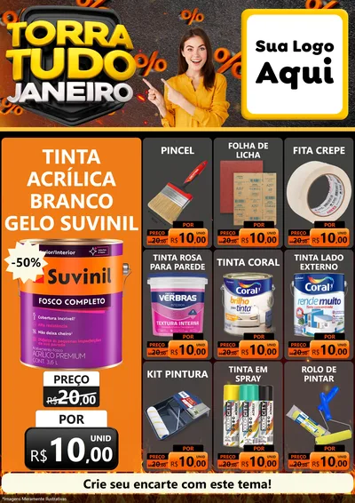 Modelo de Encarte para Encarte A4 Vertical com o tema Torra Tudo Janeiro para Tintas e Ferramentas
