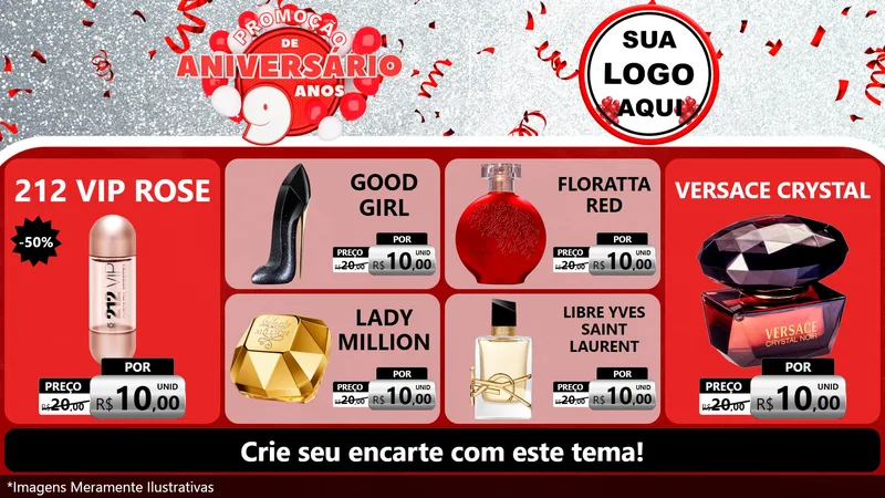 Modelo de TV para TV Horizontal com o tema Promoção de Aniversário - 9 Anos para Perfumes