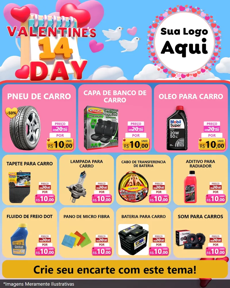 Modelo de Rede Social para Feed Instagram com o tema Valentine's Day para Auto peças