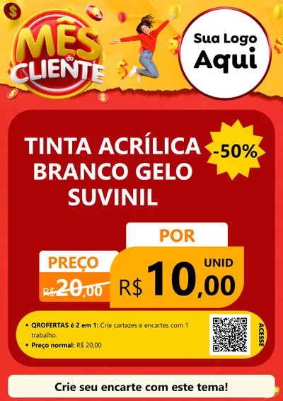 Modelo de Cartaz para Cartaz A4 Vertical com o tema Mês do Cliente para Tintas e Ferramentas