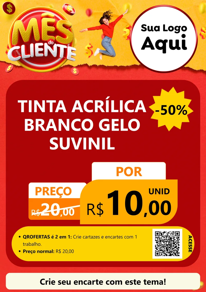 Modelo de Cartaz para Cartaz A4 Vertical com o tema Mês do Cliente para Tintas e Ferramentas