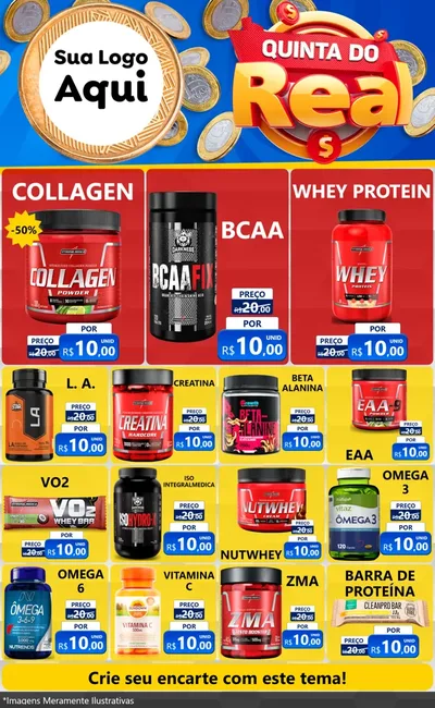 Modelo de Encarte para Encarte Grande com o tema Quinta do Real para Suplementos alimentares