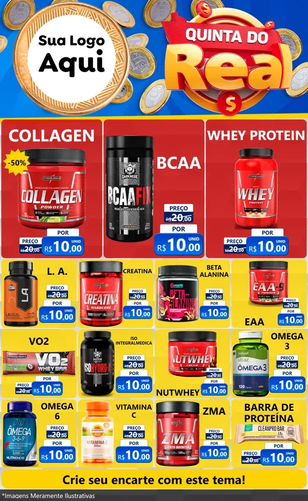 Modelo de Encarte para Encarte Grande com o tema Quinta do Real para Suplementos alimentares