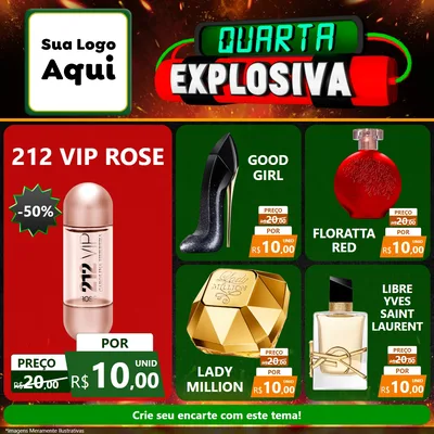 Modelo de Rede Social para Feed Facebook com o tema Quarta Explosiva para Perfumes