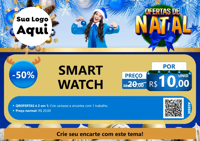 Modelo de Cartaz para Cartaz A4 Horizontal com o tema Ofertas de Natal para Informática