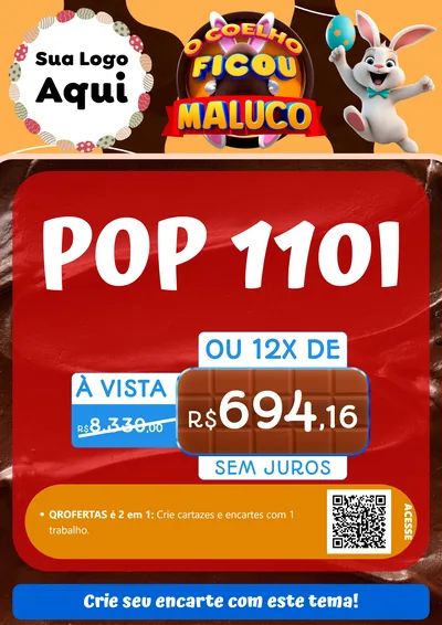 Modelo de Cartaz para Cartaz A4 Vertical com o tema O Coelho Ficou Maluco - Páscoa para Concessionaria de Motos