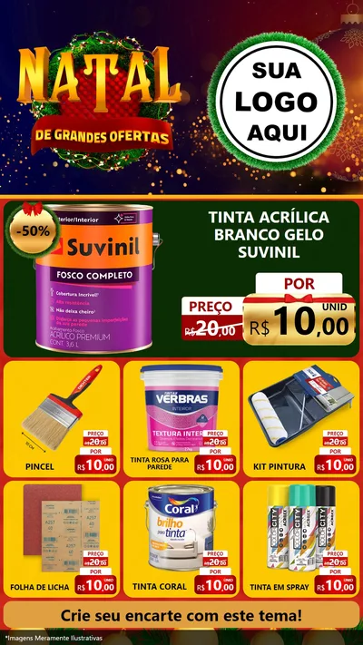 Modelo de Rede Social para Stories com o tema Natal de Grandes Ofertas para Tintas e Ferramentas