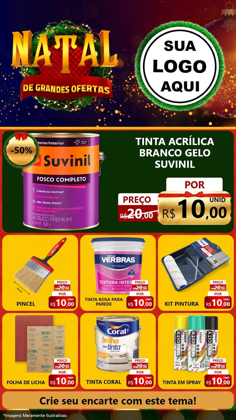 Modelo de Rede Social para Stories com o tema Natal de Grandes Ofertas para Tintas e Ferramentas