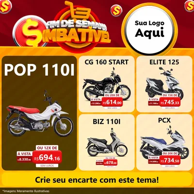 Modelo de Rede Social para Feed Facebook com o tema Fim de Semana Imbatível para Concessionaria de Motos