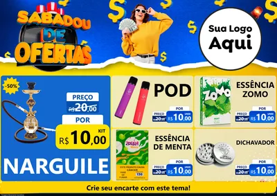 Modelo de Encarte para Encarte A4 Horizontal com o tema Sabadou de Ofertas para Tabacaria