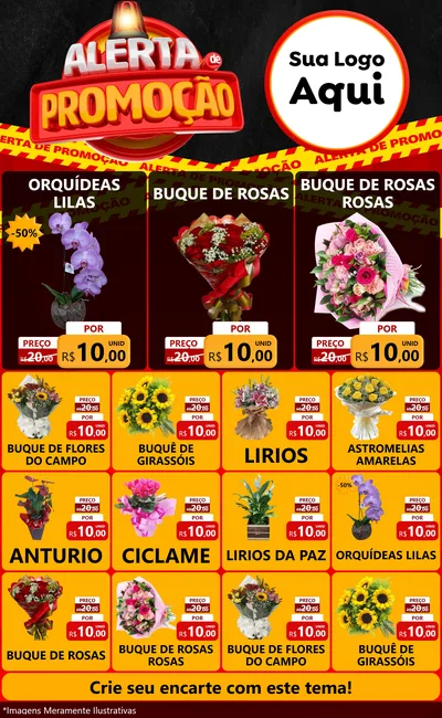 Modelo de Encarte para Encarte Grande com o tema Alerta de Promoção para Floricultura e jardim