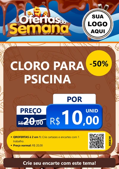 Modelo de Cartaz para Cartaz A4 Vertical com o tema Ofertas da Semana - Páscoa para Produtos para Piscina