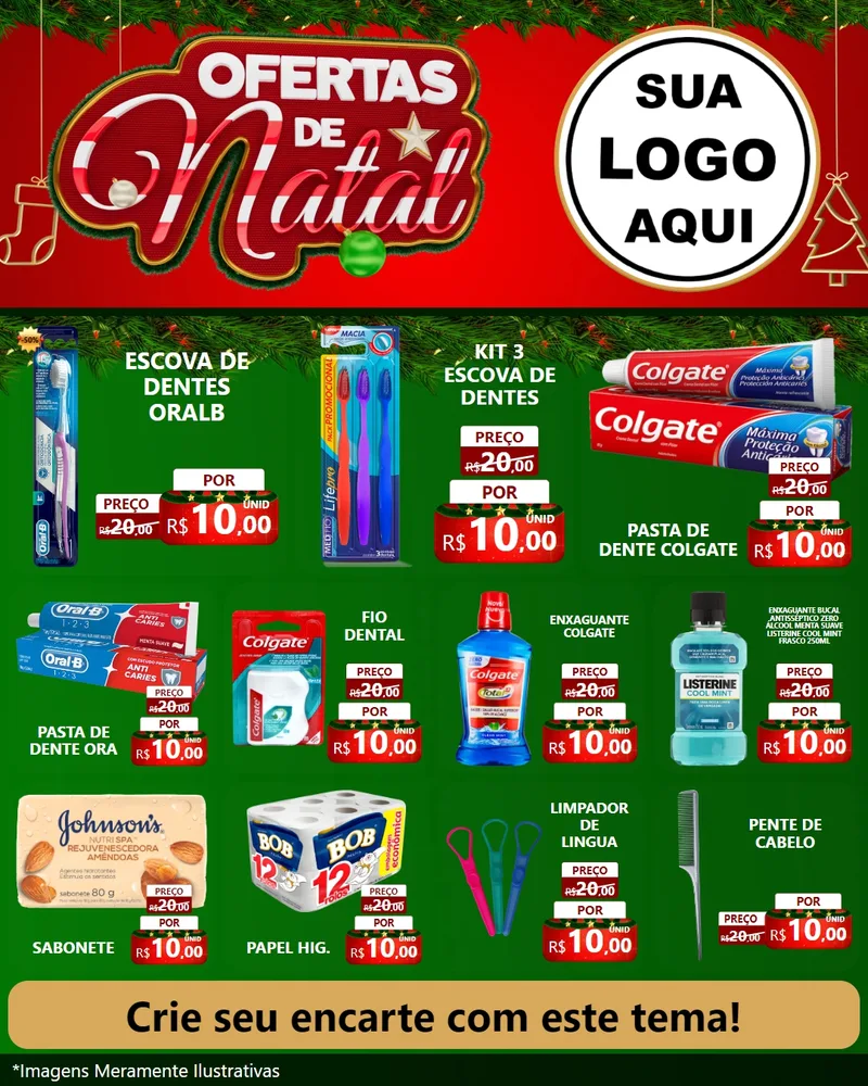 Modelo de Rede Social para Feed Instagram com o tema Ofertas de Natal para Higiene Pessoal