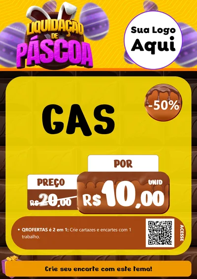 Modelo de Cartaz para Cartaz A4 Vertical com o tema Liquidação de Páscoa para Água e gás