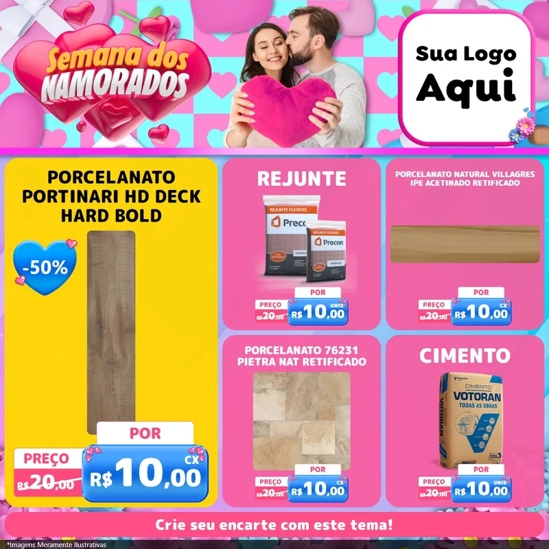 Modelo de Rede Social para Feed Facebook com o tema Semana dos Namorados para Pisos e revestimentos