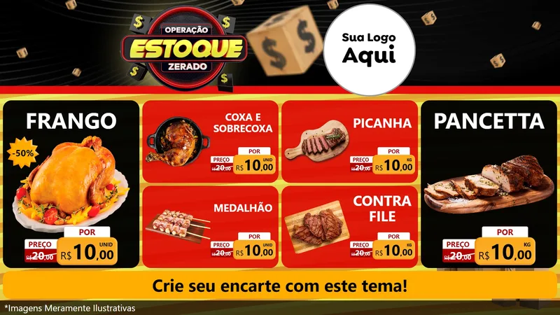 Modelo de TV para TV Horizontal com o tema Operação Estoque Zerado para Assados