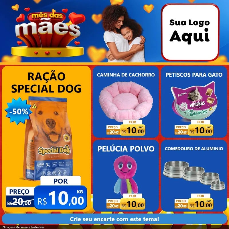 Modelo de Rede Social para Feed Facebook com o tema Mês das Mães para Pet Shop