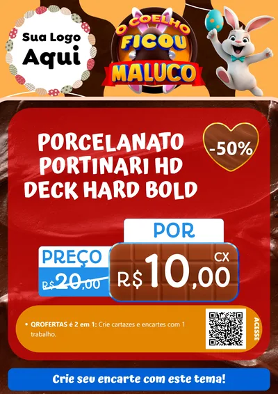 Modelo de Cartaz para Cartaz A4 Vertical com o tema O Coelho Ficou Maluco - Páscoa para Pisos e revestimentos