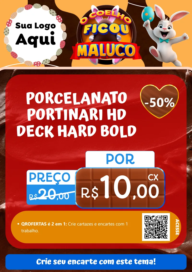 Modelo de Cartaz para Cartaz A4 Vertical com o tema O Coelho Ficou Maluco - Páscoa para Pisos e revestimentos