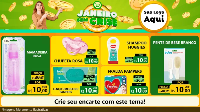 Modelo de TV para TV Horizontal com o tema Janeiro Sem Crise para Bebês