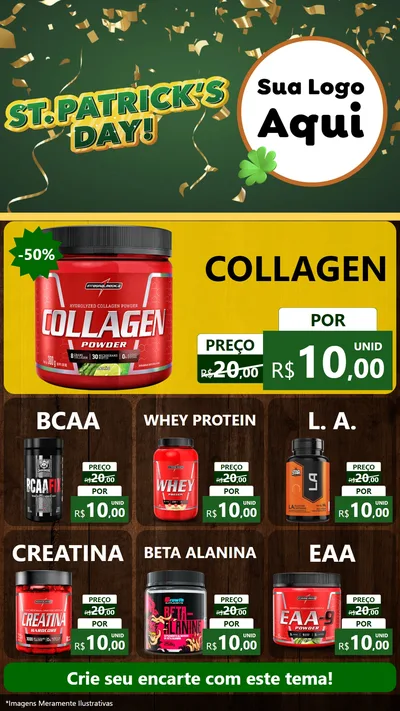 Modelo de Rede Social para Stories com o tema St Patriks Day para Suplementos alimentares