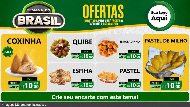 Modelo de TV para TV Horizontal com o tema Semana do Brasil para Salgadaria
