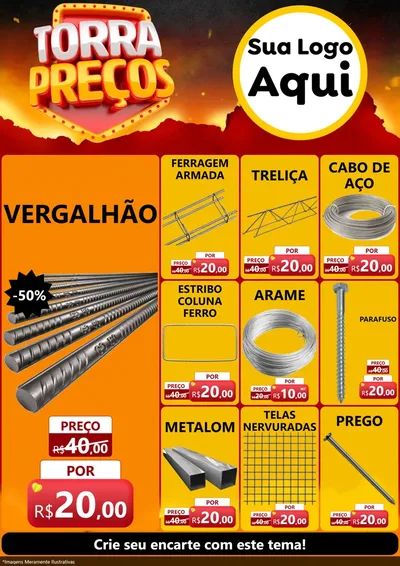 Modelo de Encarte para Encarte A4 Vertical com o tema Torra Preços para Ferragens