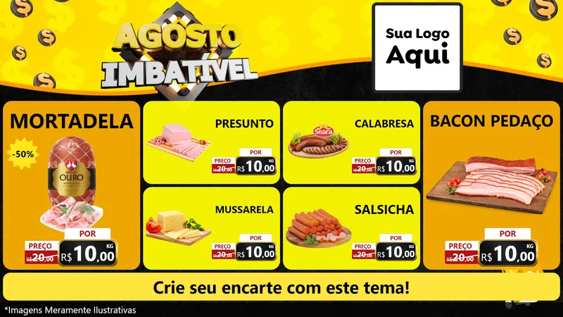 Modelo de TV para TV Horizontal com o tema Agosto Imbatível para Frios e Laticínios