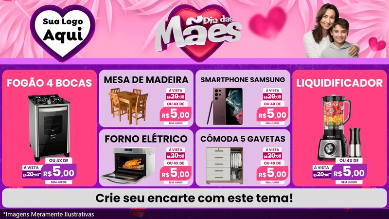 Modelo de TV para TV Horizontal com o tema Dia das Mães para Móveis e Eletro